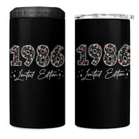 40th Birthday 4 in 1 Can Cooler Tumbler Floral 1986 40 Year Old Birthday Gifts For Women