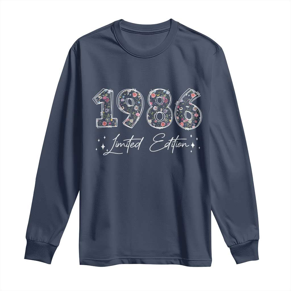 40th Birthday Long Sleeve Shirt Floral 1986 40 Year Old Birthday Gifts For Women