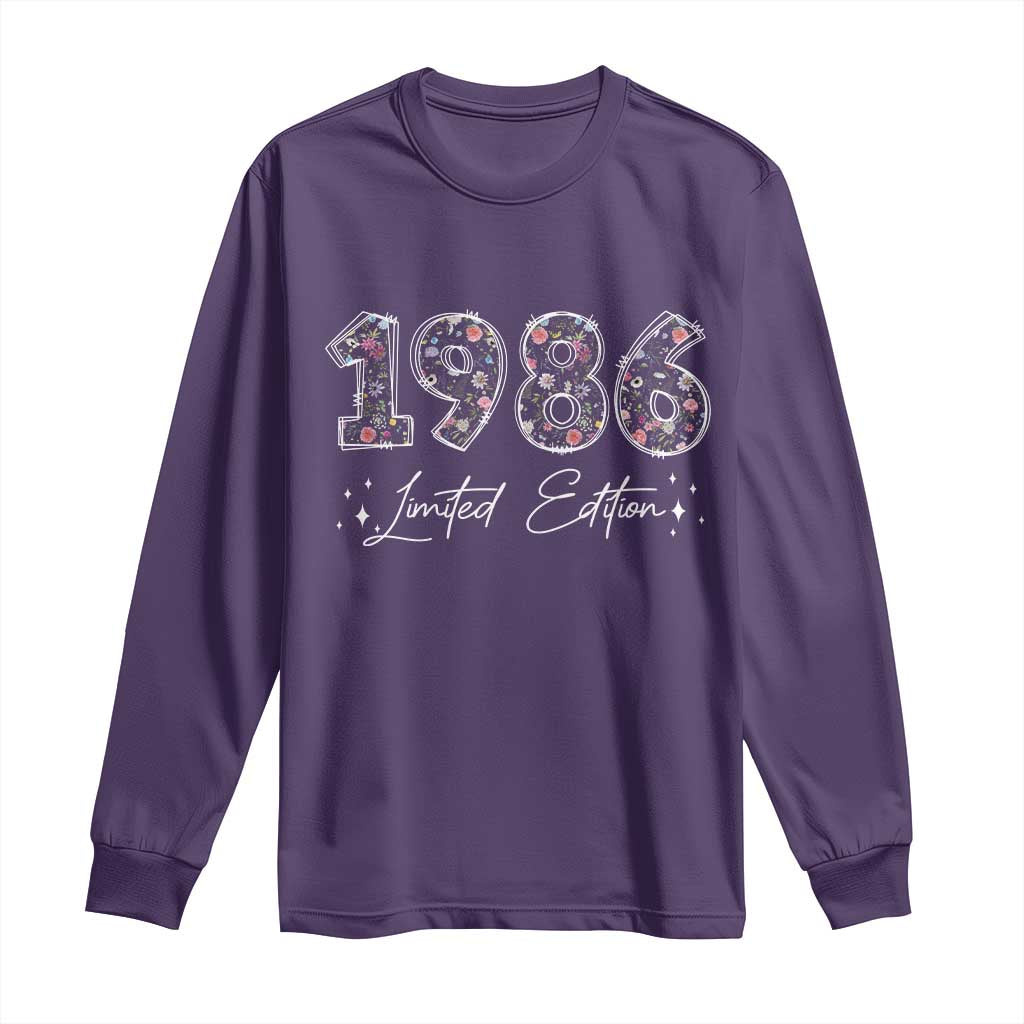 40th Birthday Long Sleeve Shirt Floral 1986 40 Year Old Birthday Gifts For Women
