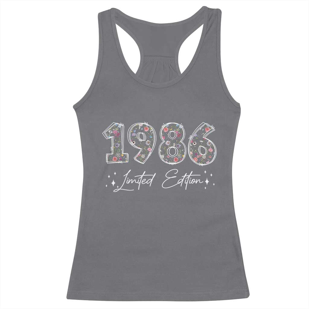 40th Birthday Racerback Tank Top Floral 1986 40 Year Old Birthday Gifts For Women