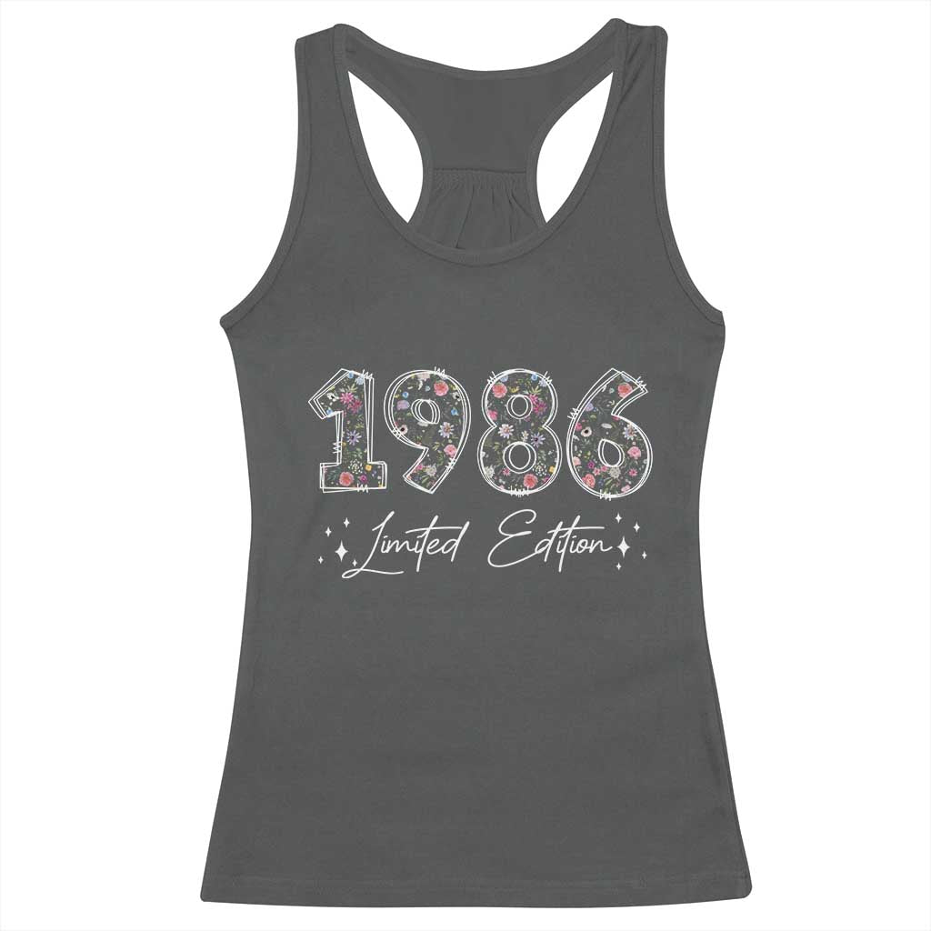 40th Birthday Racerback Tank Top Floral 1986 40 Year Old Birthday Gifts For Women