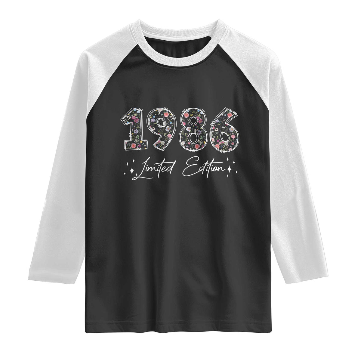 40th Birthday Raglan Shirt Floral 1986 40 Year Old Birthday Gifts For Women