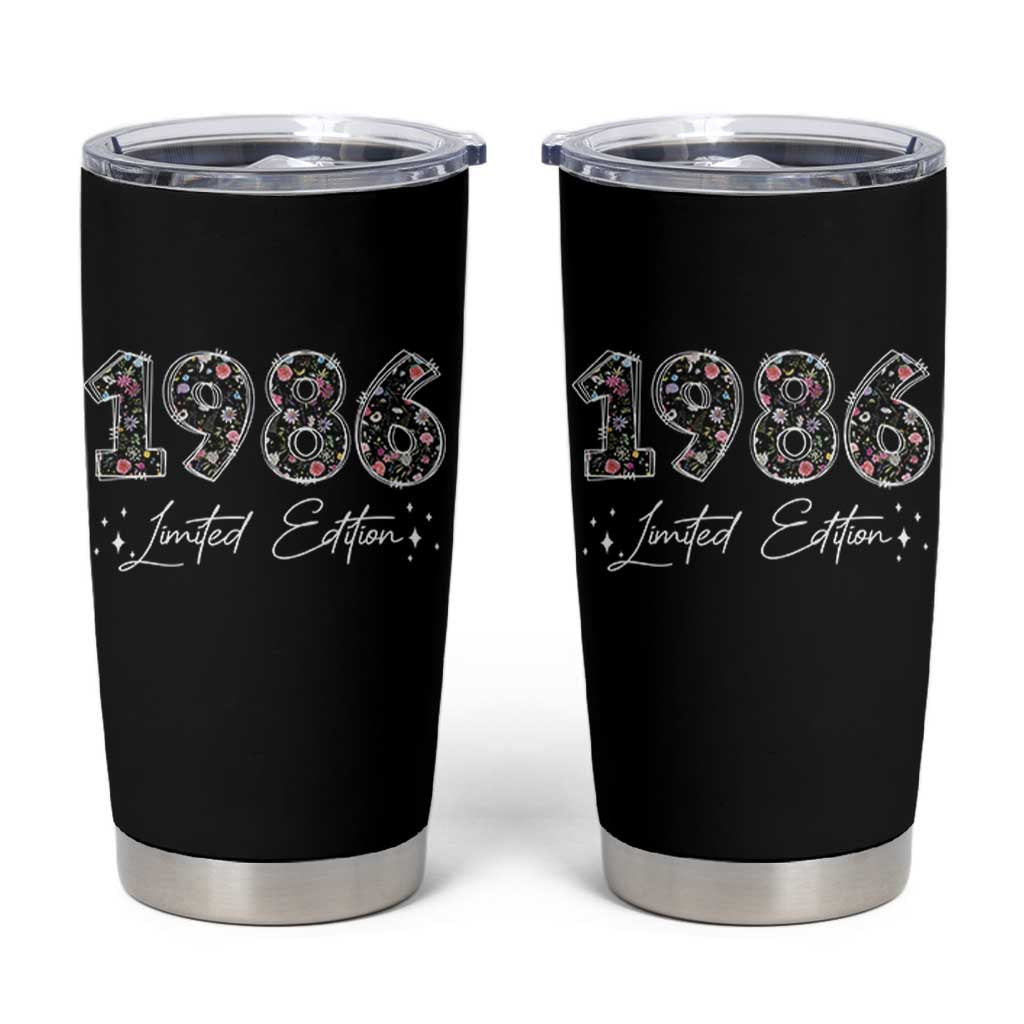 40th Birthday Tumbler Cup Floral 1986 40 Year Old Birthday Gifts For Women