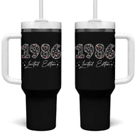 40th Birthday Tumbler With Handle Floral 1986 40 Year Old Birthday Gifts For Women