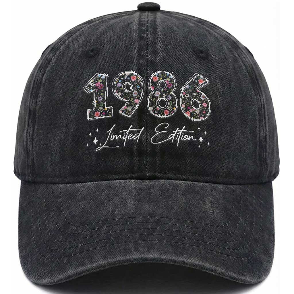 40th Birthday Washed Cotton Baseball Cap Floral 1986 40 Year Old Birthday Gifts For Women