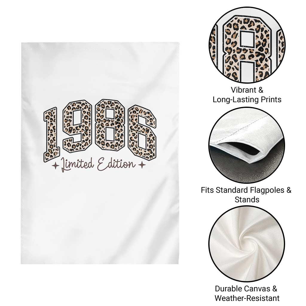 1986 Retro Birthday Garden Flag 40 Year Old Leopard 40th Birthday Gifts For Women