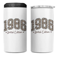 1986 Retro Birthday 4 in 1 Can Cooler Tumbler 40 Year Old Leopard 40th Birthday Gifts For Women
