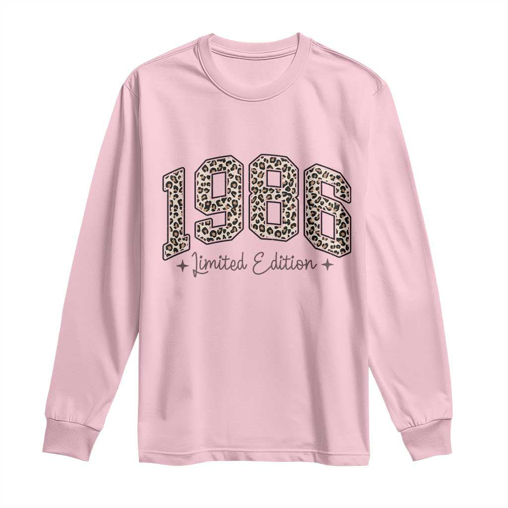 1986 Retro Birthday Long Sleeve Shirt 40 Year Old Leopard 40th Birthday Gifts For Women
