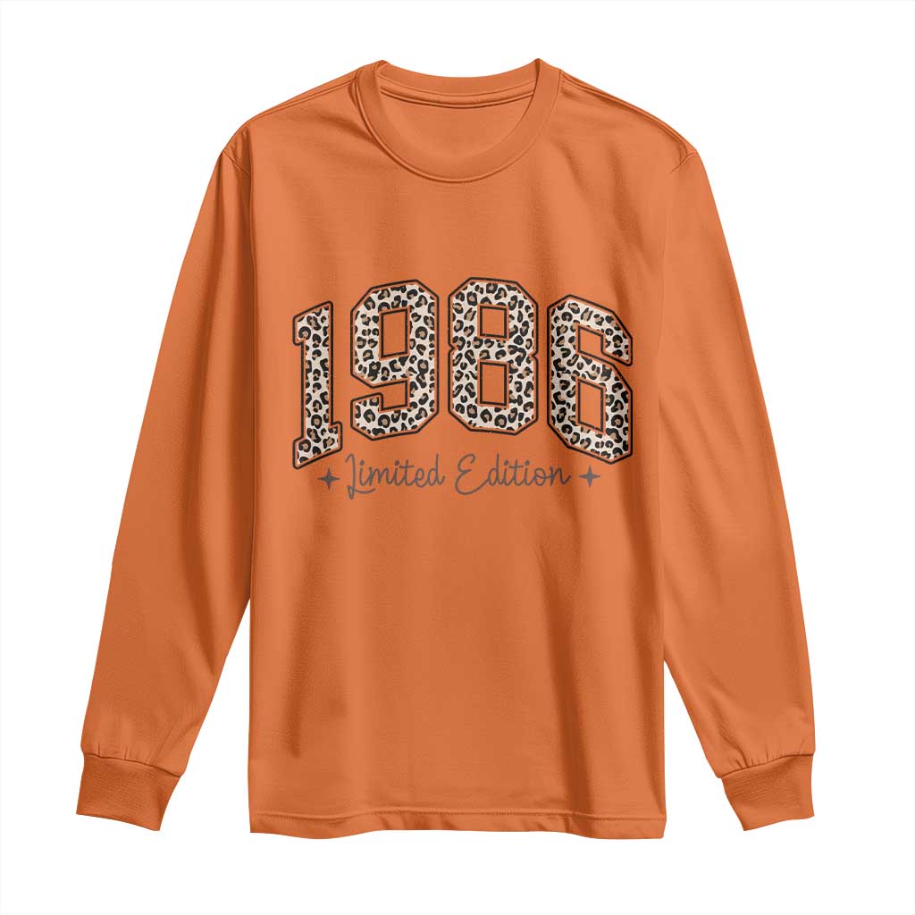 1986 Retro Birthday Long Sleeve Shirt 40 Year Old Leopard 40th Birthday Gifts For Women