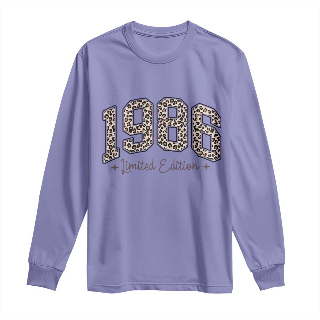 1986 Retro Birthday Long Sleeve Shirt 40 Year Old Leopard 40th Birthday Gifts For Women