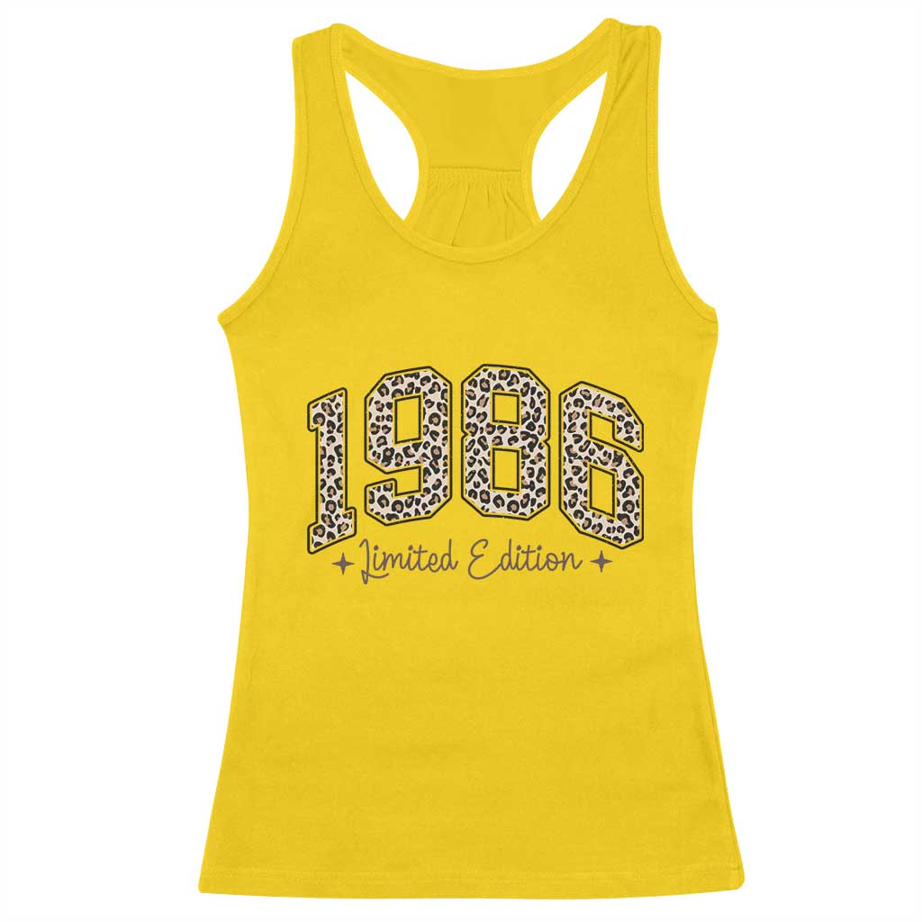 1986 Retro Birthday Racerback Tank Top 40 Year Old Leopard 40th Birthday Gifts For Women