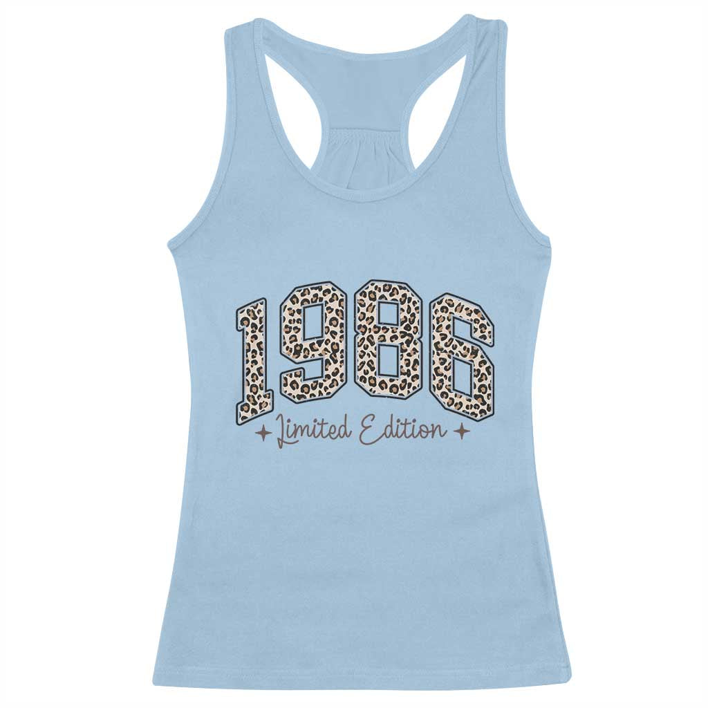 1986 Retro Birthday Racerback Tank Top 40 Year Old Leopard 40th Birthday Gifts For Women