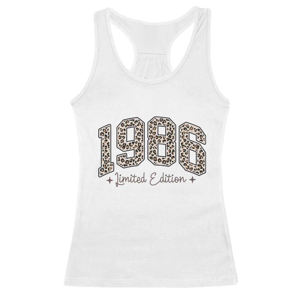 1986 Retro Birthday Racerback Tank Top 40 Year Old Leopard 40th Birthday Gifts For Women