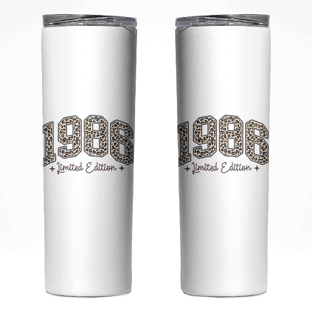 1986 Retro Birthday Skinny Tumbler 40 Year Old Leopard 40th Birthday Gifts For Women