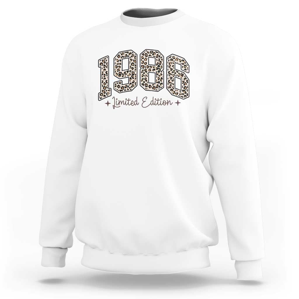 1986 Retro Birthday Sweatshirt 40 Year Old Leopard 40th Birthday Gifts For Women