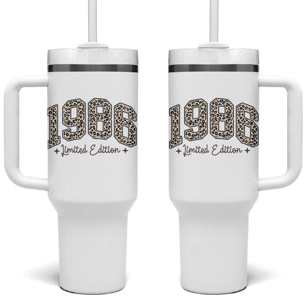 1986 Retro Birthday Tumbler With Handle 40 Year Old Leopard 40th Birthday Gifts For Women