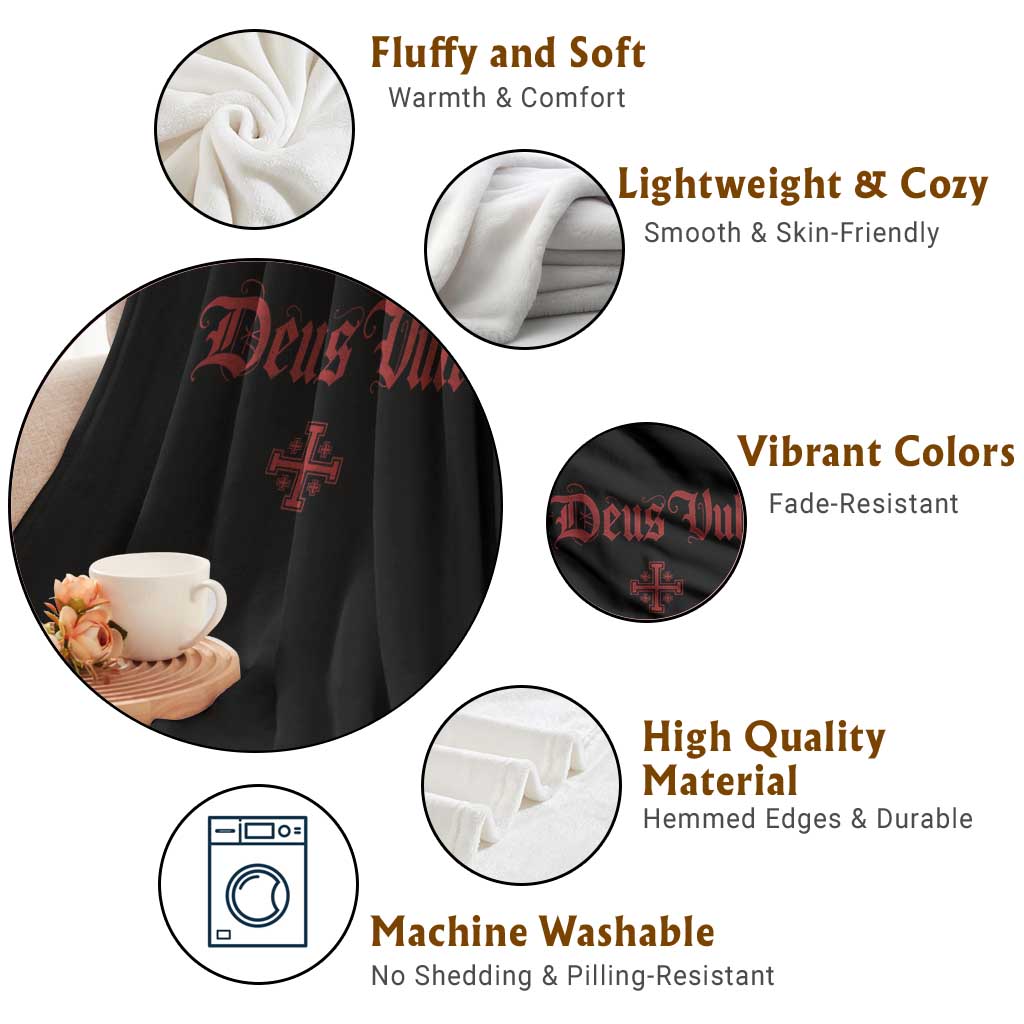 Catholic Knights Templar Cross Throw Blanket Crusader Deus Vult