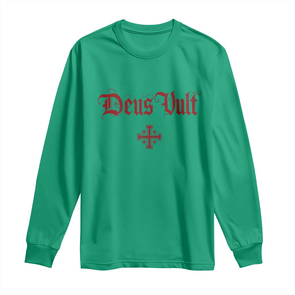 Catholic Knights Templar Cross Long Sleeve Shirt Crusader Deus Vult