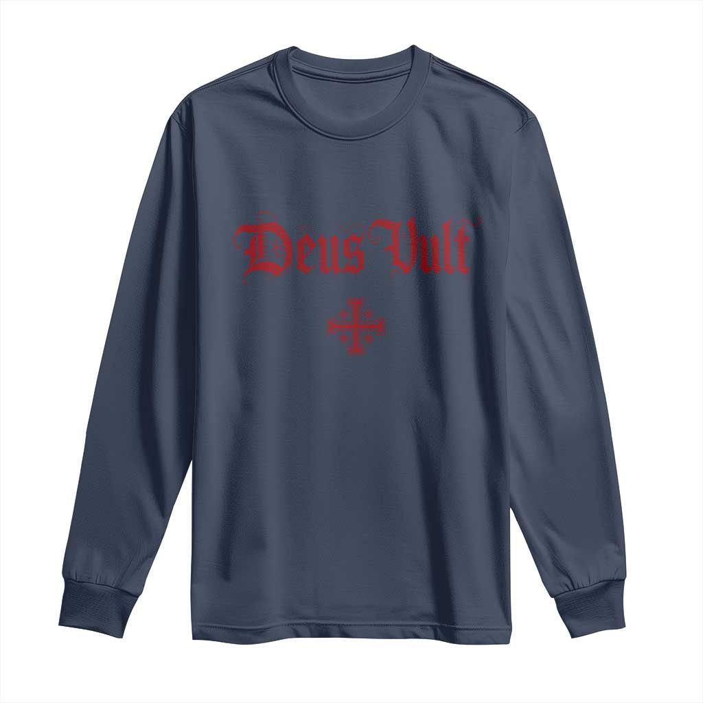 Catholic Knights Templar Cross Long Sleeve Shirt Crusader Deus Vult