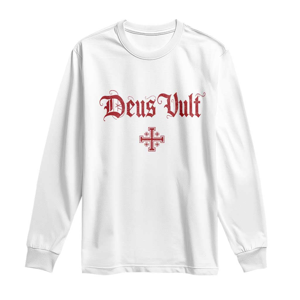 Catholic Knights Templar Cross Long Sleeve Shirt Crusader Deus Vult