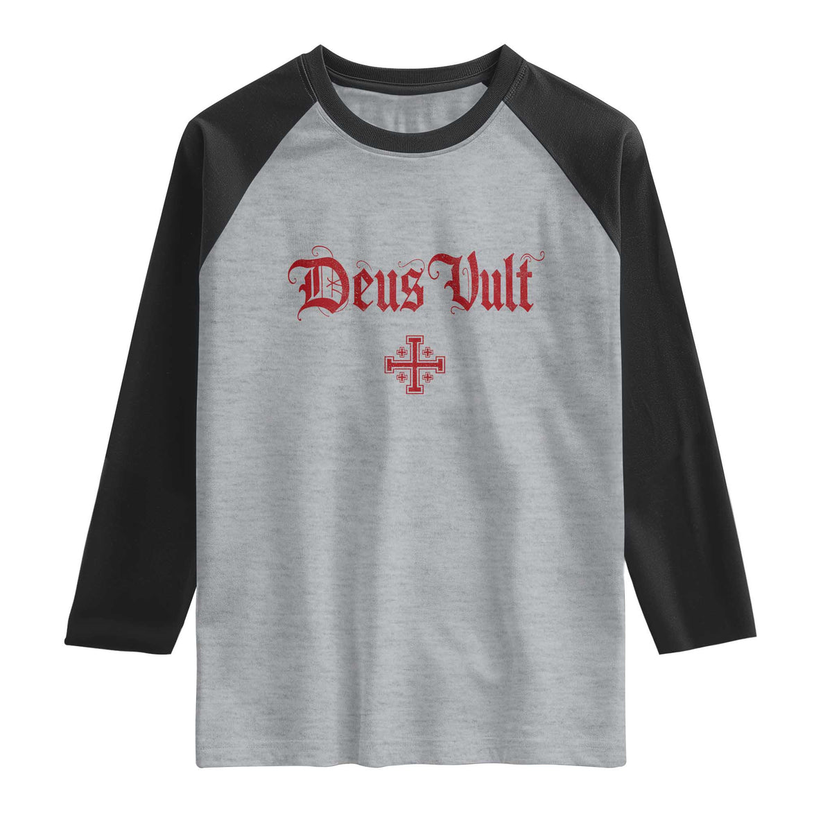 Catholic Knights Templar Cross Raglan Shirt Crusader Deus Vult