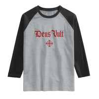 Catholic Knights Templar Cross Raglan Shirt Crusader Deus Vult