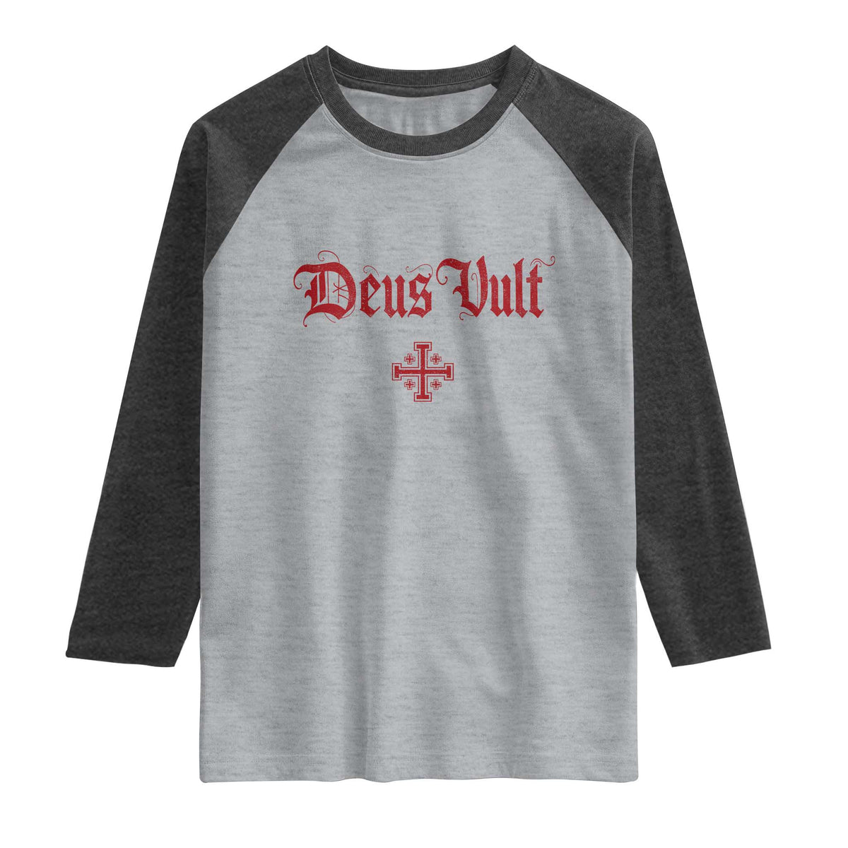 Catholic Knights Templar Cross Raglan Shirt Crusader Deus Vult