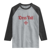 Catholic Knights Templar Cross Raglan Shirt Crusader Deus Vult