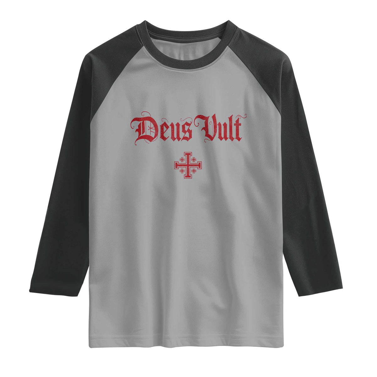 Catholic Knights Templar Cross Raglan Shirt Crusader Deus Vult