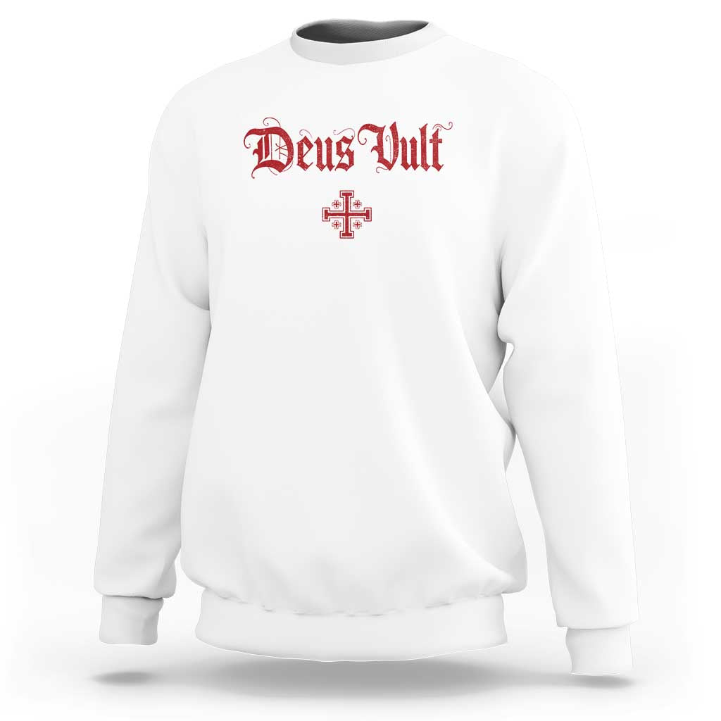Catholic Knights Templar Cross Sweatshirt Crusader Deus Vult