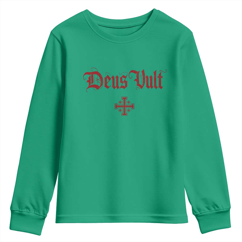 Catholic Knights Templar Cross Youth Sweatshirt Crusader Deus Vult
