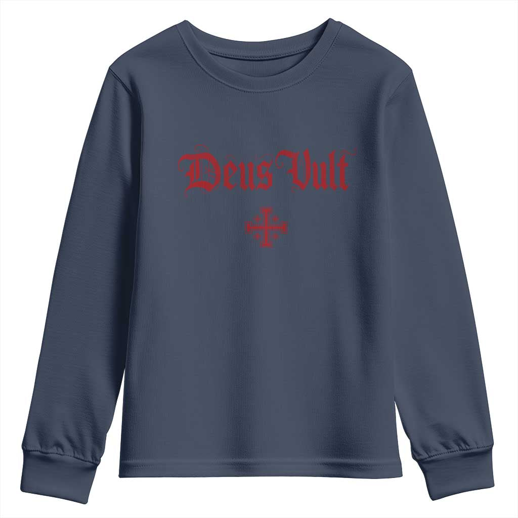 Catholic Knights Templar Cross Youth Sweatshirt Crusader Deus Vult