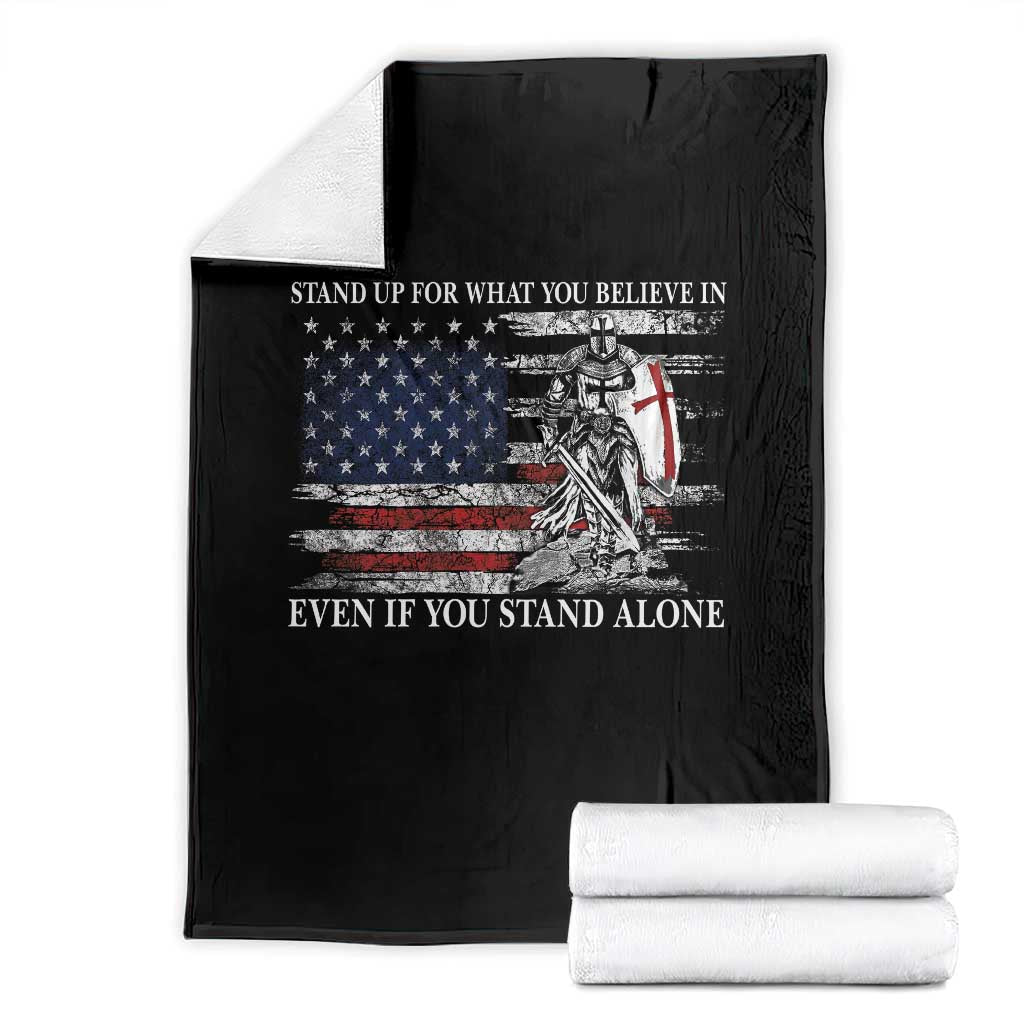 Catholic Knight Templar Throw Blanket American Flag Crusader Cross
