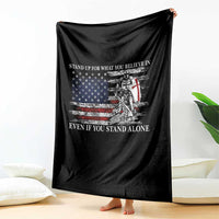 Catholic Knight Templar Throw Blanket American Flag Crusader Cross
