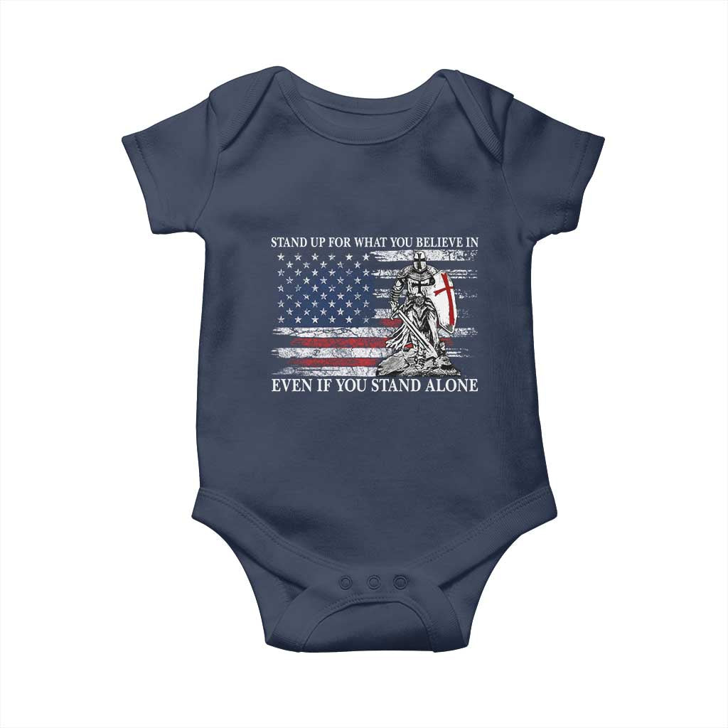 Catholic Knight Templar Baby Onesie American Flag Crusader Cross