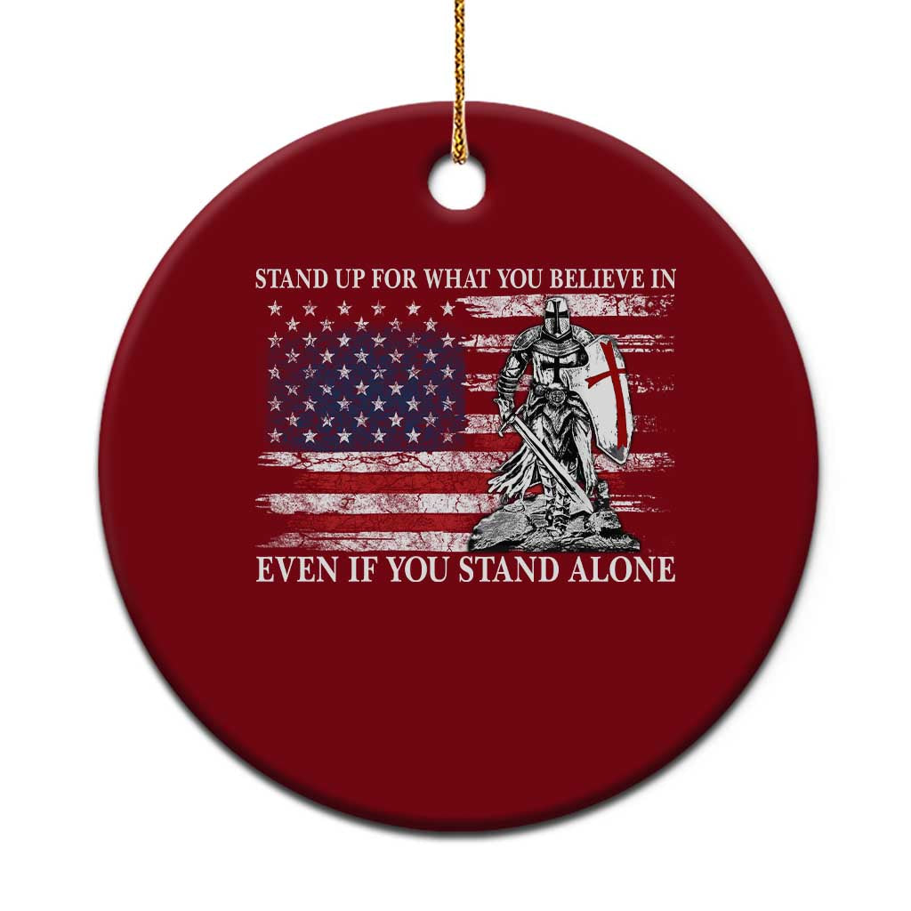Catholic Knight Templar Ceramic Ornament American Flag Crusader Cross