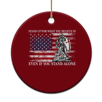 Catholic Knight Templar Ceramic Ornament American Flag Crusader Cross