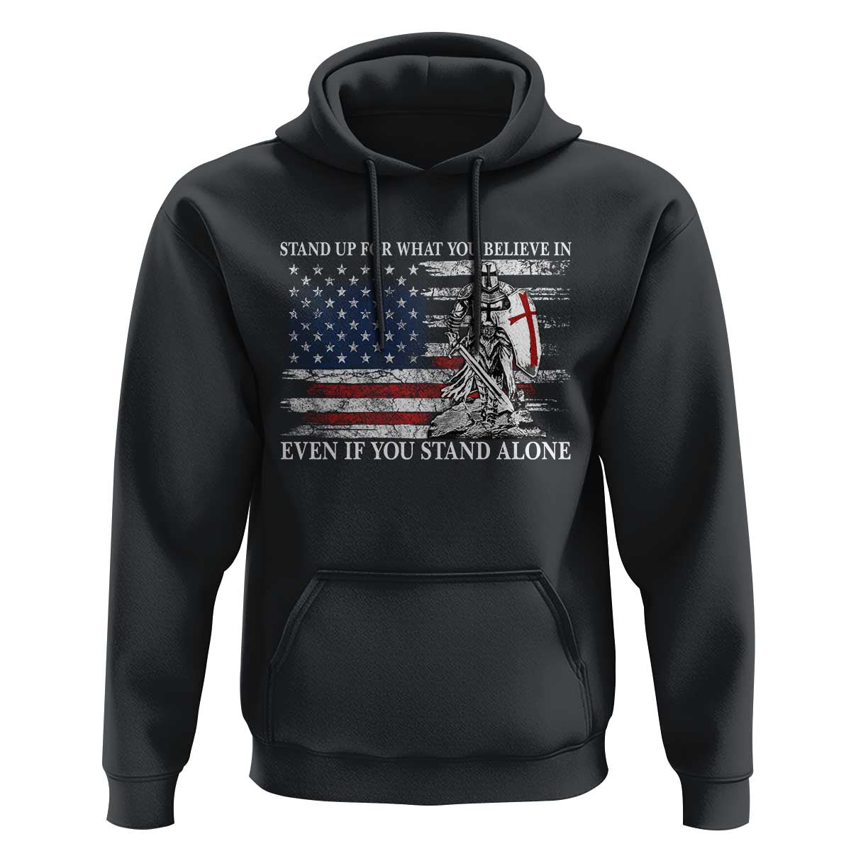 Catholic Knight Templar Hoodie American Flag Crusader Cross