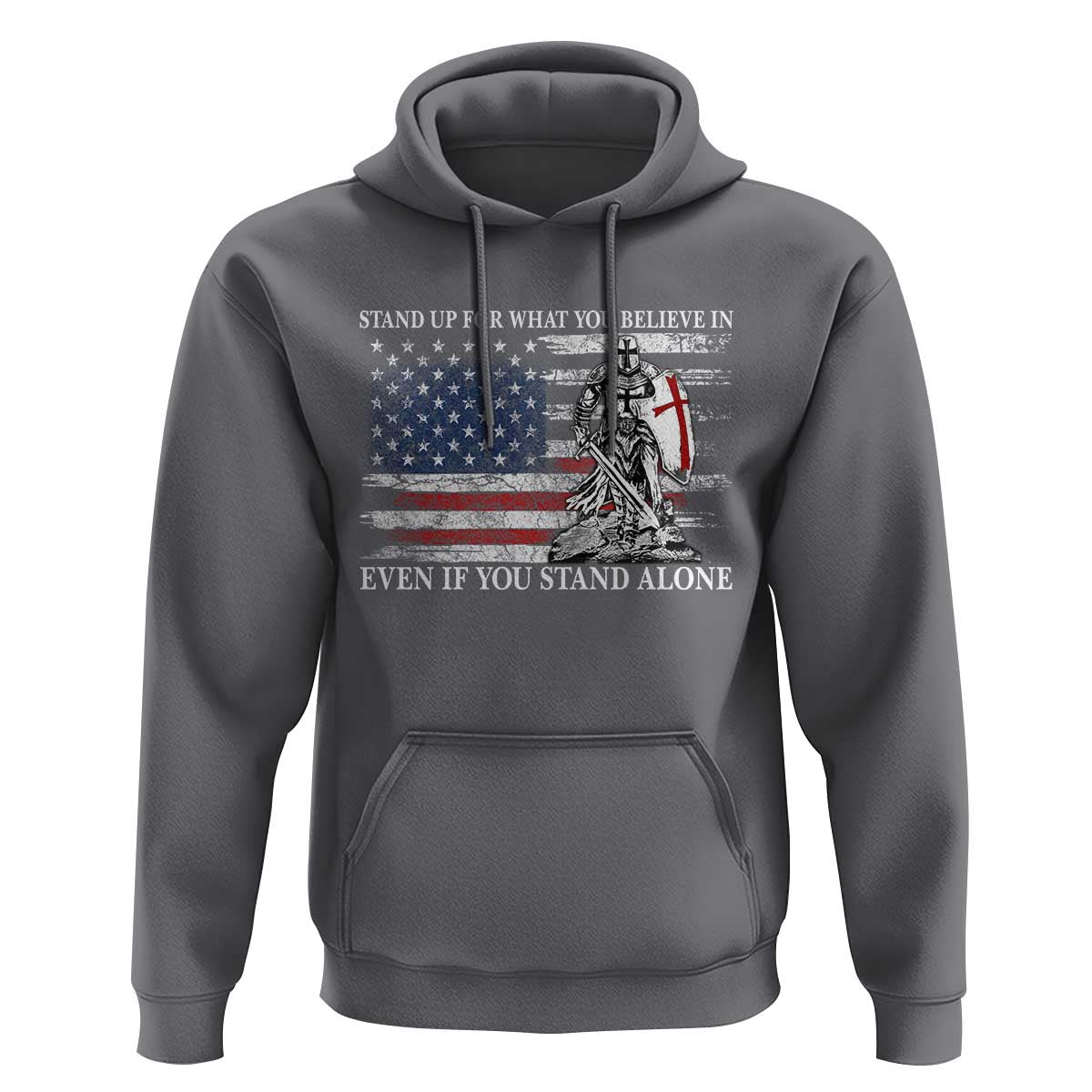 Catholic Knight Templar Hoodie American Flag Crusader Cross