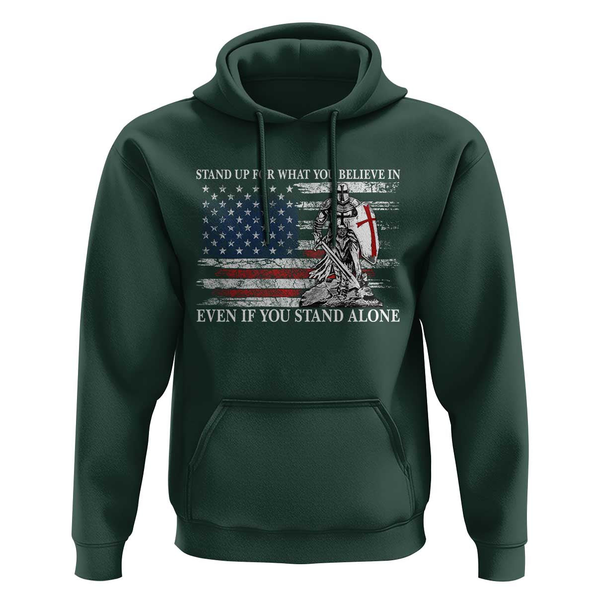 Catholic Knight Templar Hoodie American Flag Crusader Cross