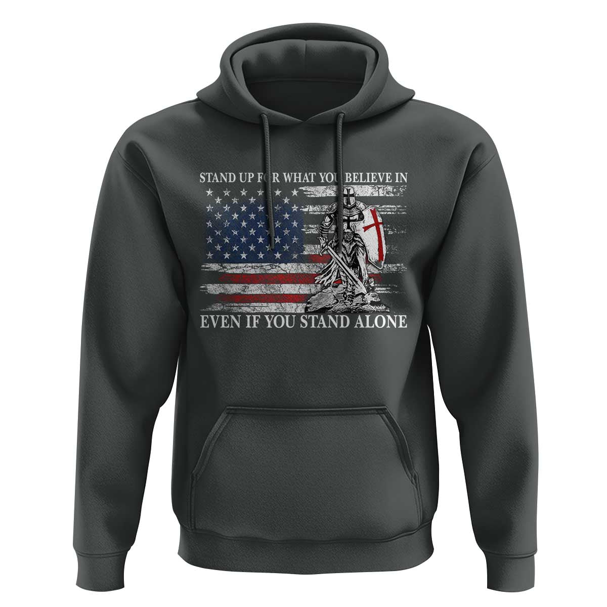 Catholic Knight Templar Hoodie American Flag Crusader Cross