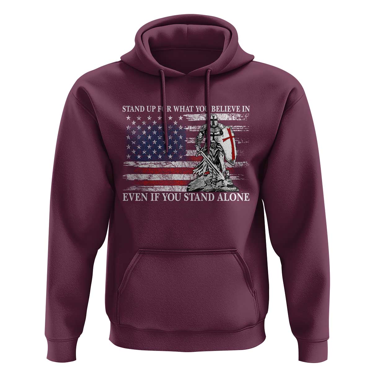 Catholic Knight Templar Hoodie American Flag Crusader Cross