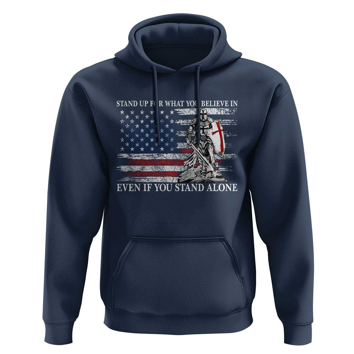 Catholic Knight Templar Hoodie American Flag Crusader Cross