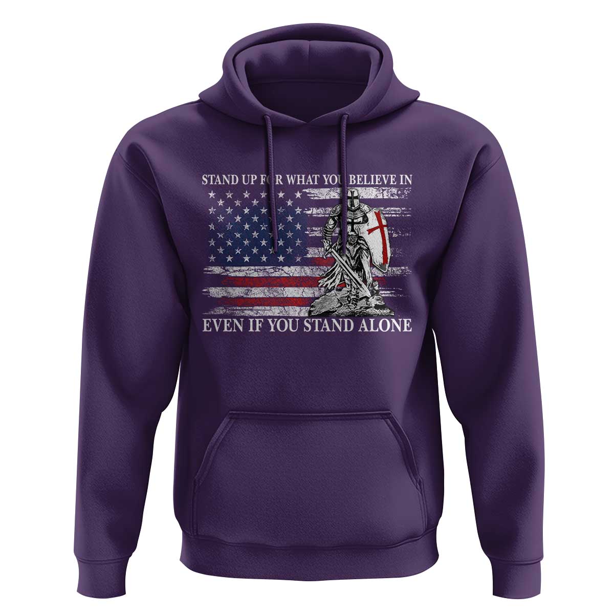 Catholic Knight Templar Hoodie American Flag Crusader Cross