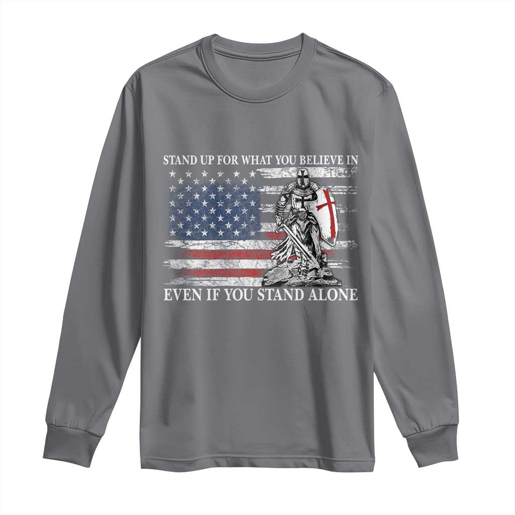 Catholic Knight Templar Long Sleeve Shirt American Flag Crusader Cross