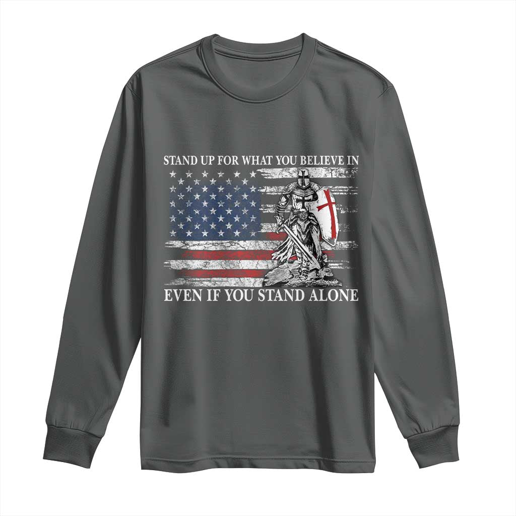 Catholic Knight Templar Long Sleeve Shirt American Flag Crusader Cross