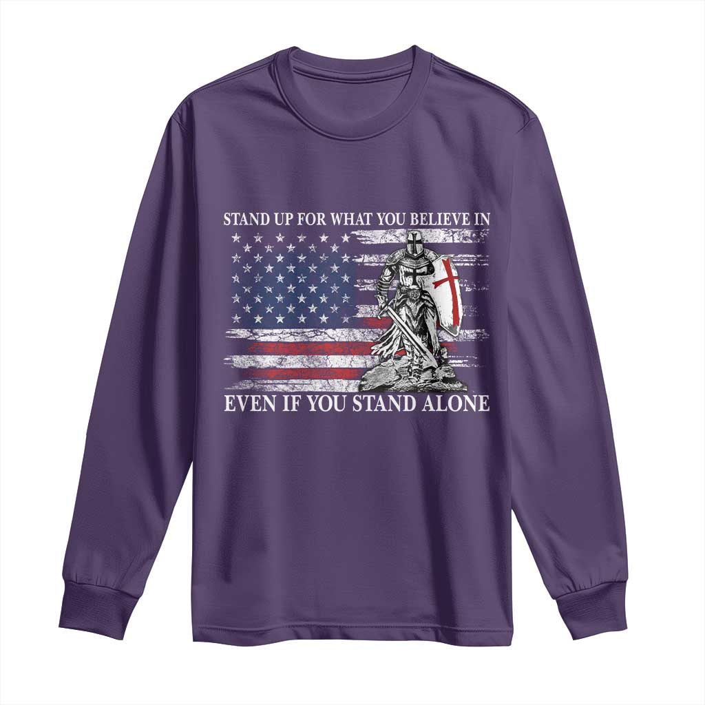 Catholic Knight Templar Long Sleeve Shirt American Flag Crusader Cross