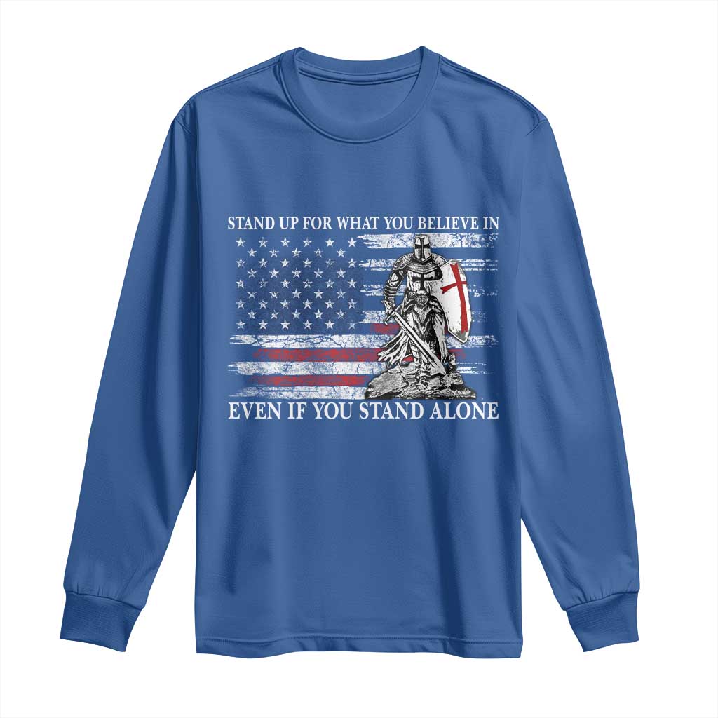 Catholic Knight Templar Long Sleeve Shirt American Flag Crusader Cross