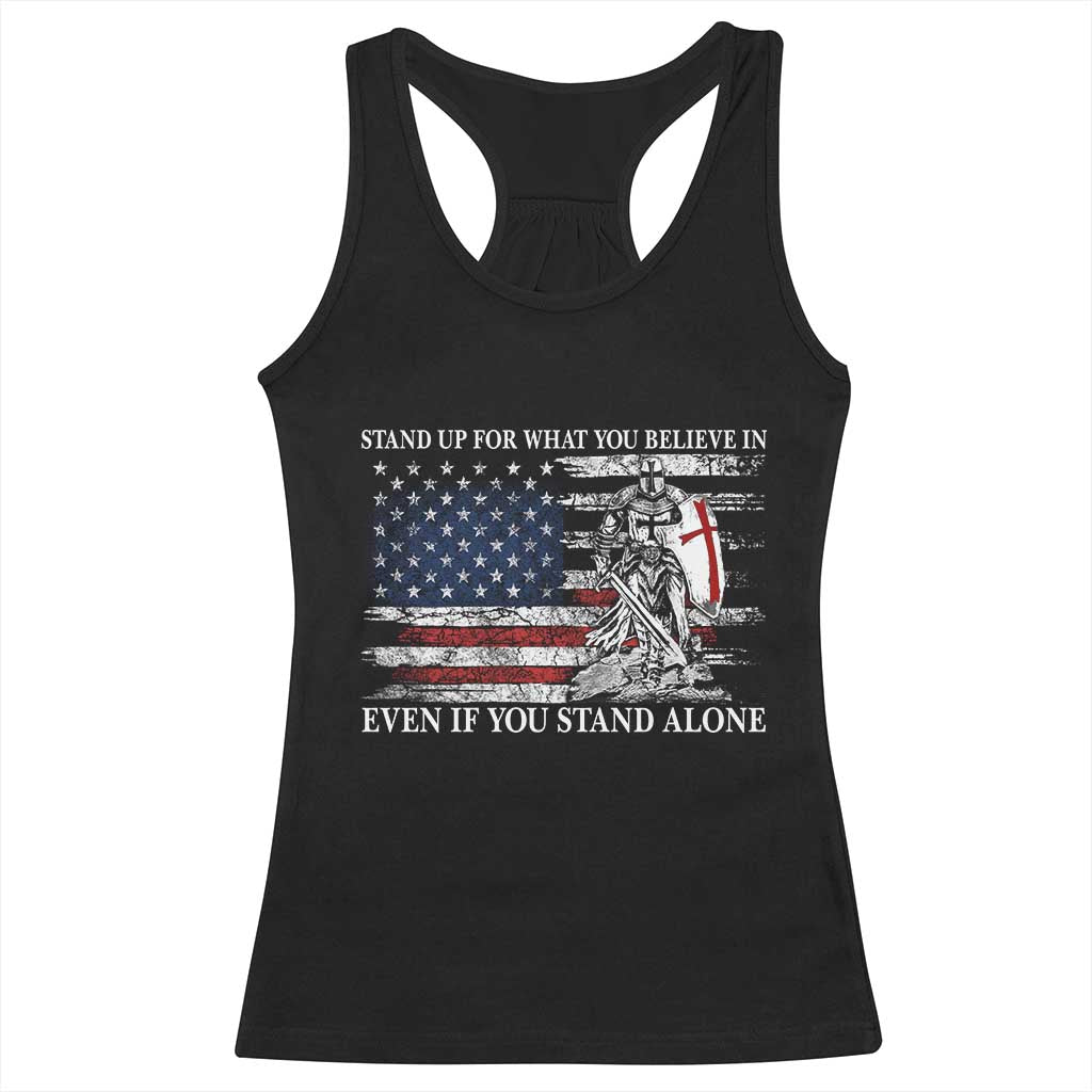 Catholic Knight Templar Racerback Tank Top American Flag Crusader Cross