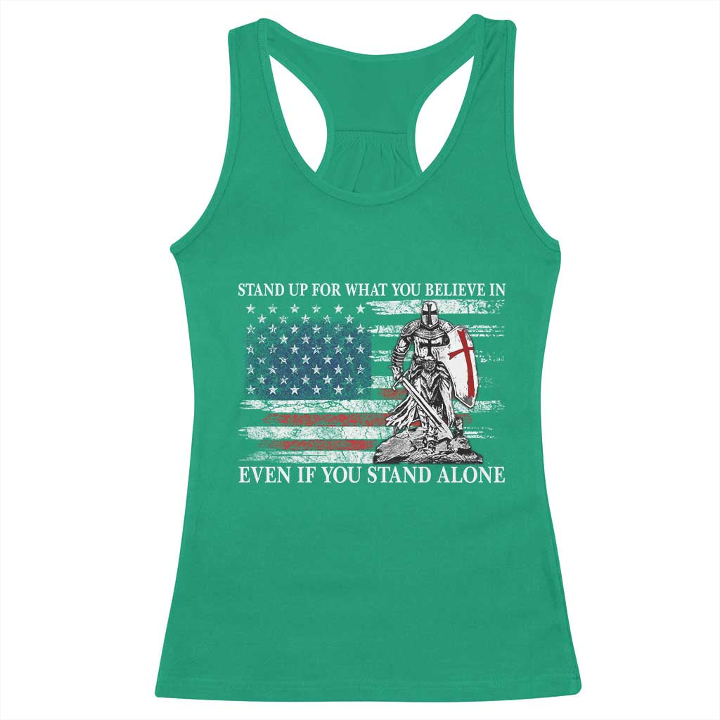 Catholic Knight Templar Racerback Tank Top American Flag Crusader Cross